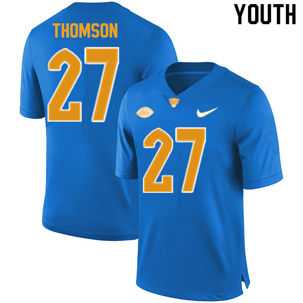 Youth #27 Gavin Thomson Pitt Panthers College Football Jerseys Sale-New Royal - Click Image to Close